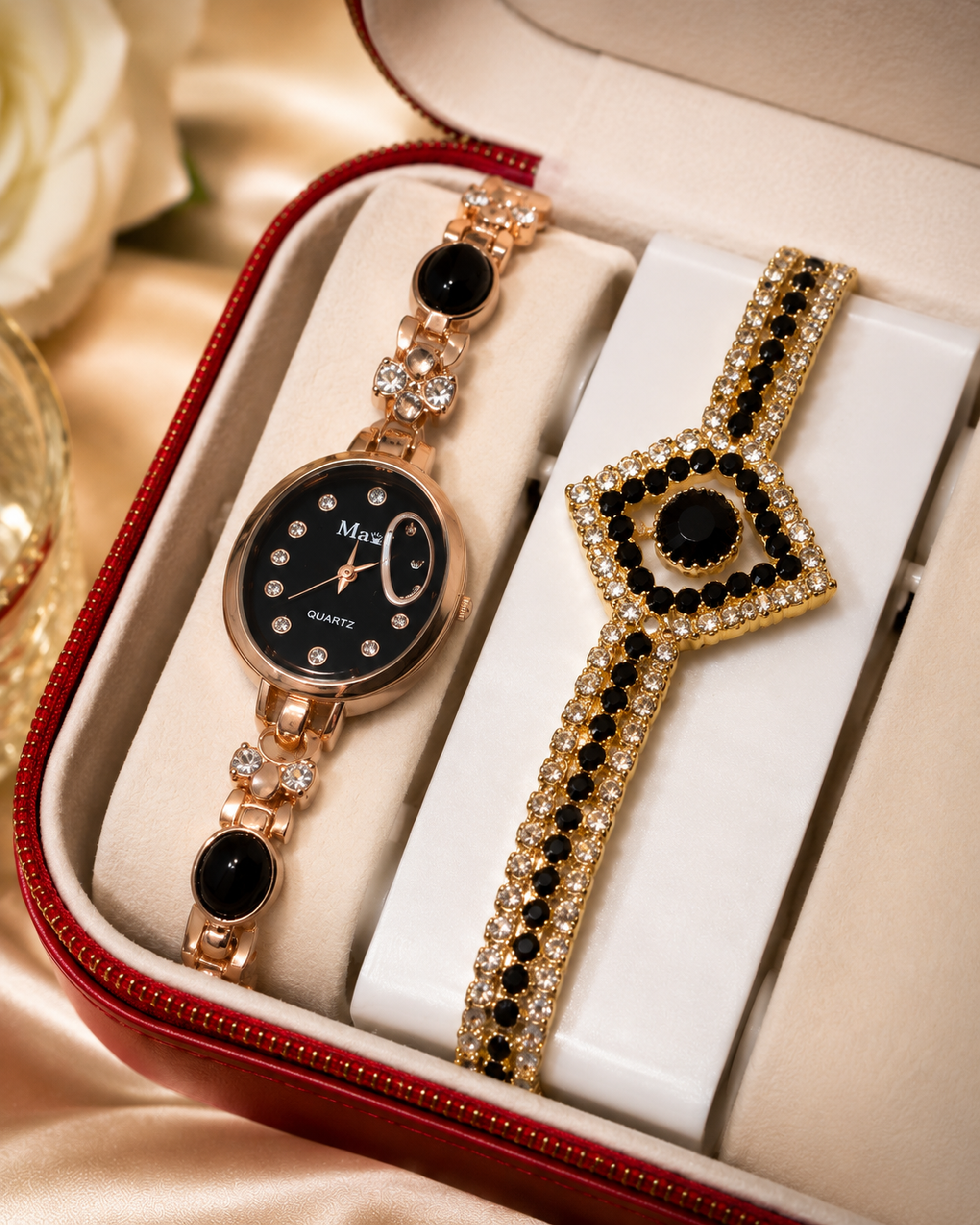 Luxury Women's Watch & Jewelry Gift Set with Premium Storage Box