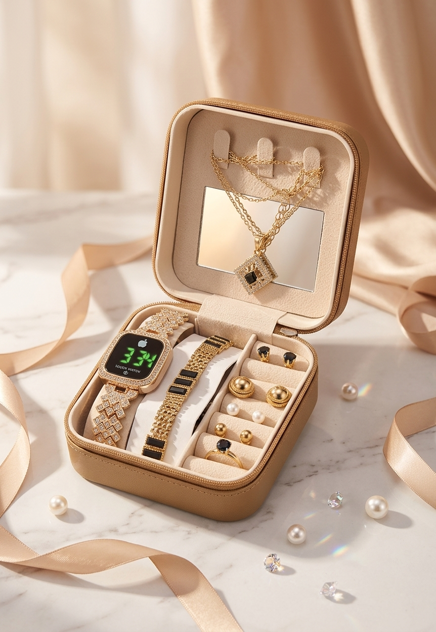 Luxury Travel Jewelry Box with Mirror