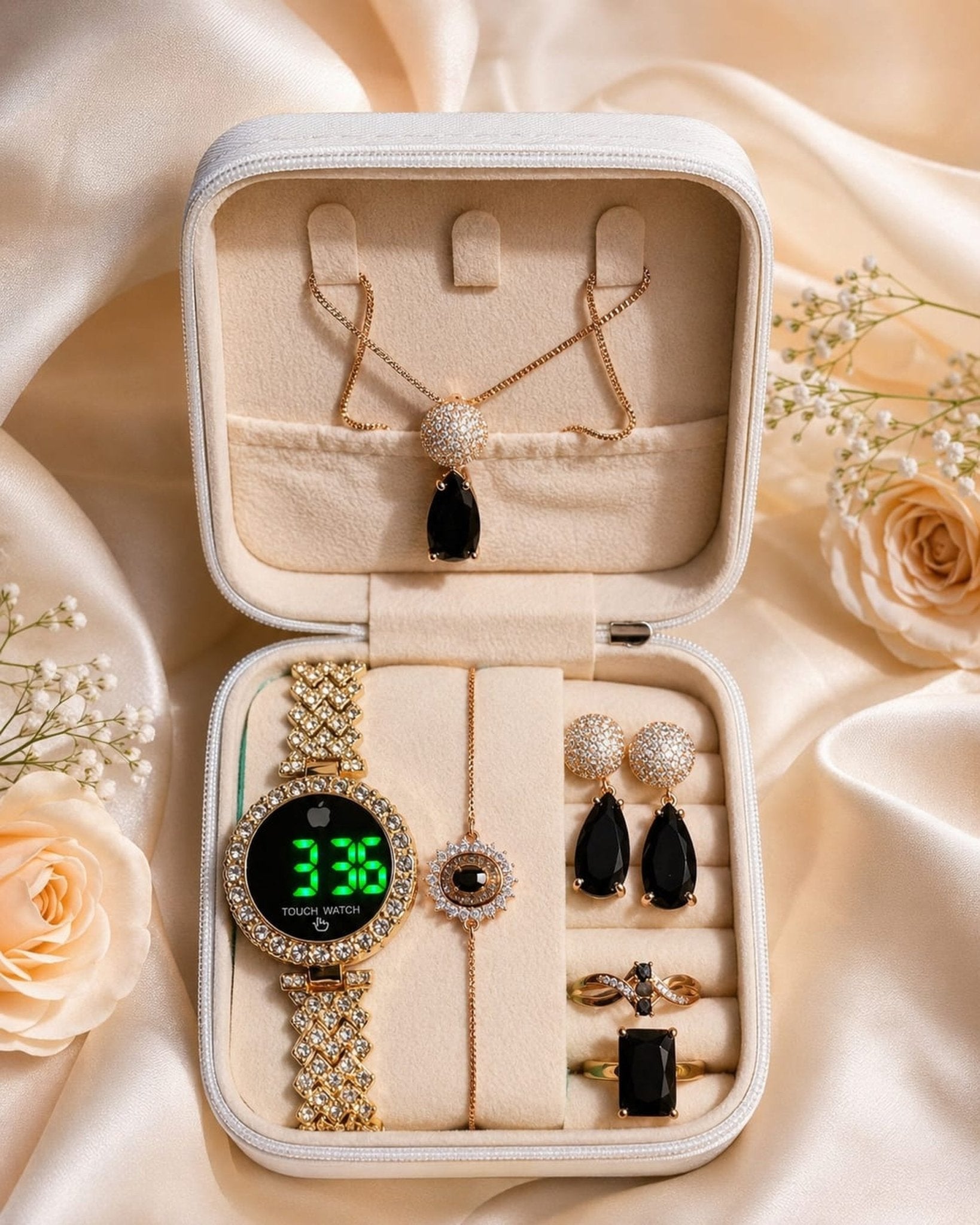 Luxury Women's Watch & Jewelry Gift Set with Premium Storage Box - zkrmart