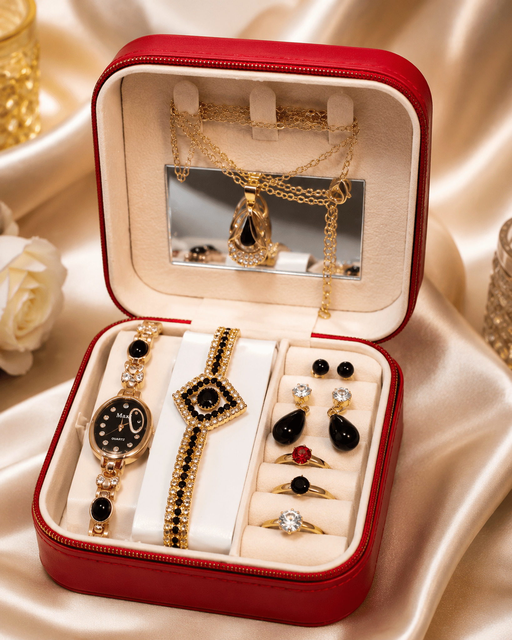 Luxury Women's Watch & Jewelry Gift Set with Premium Storage Box - zkrmart