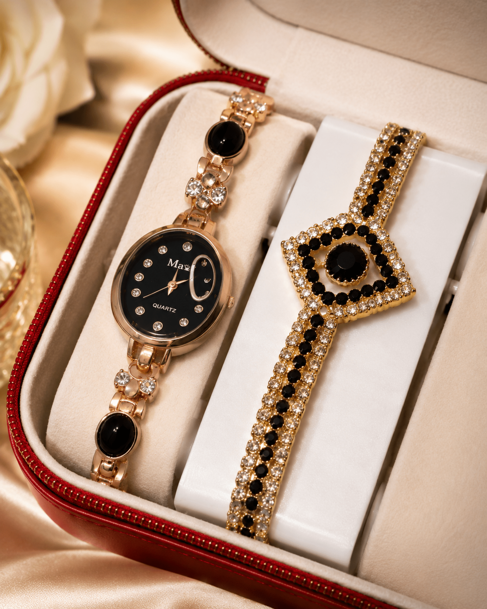 Luxury Women's Watch & Jewelry Gift Set with Premium Storage Box - zkrmart