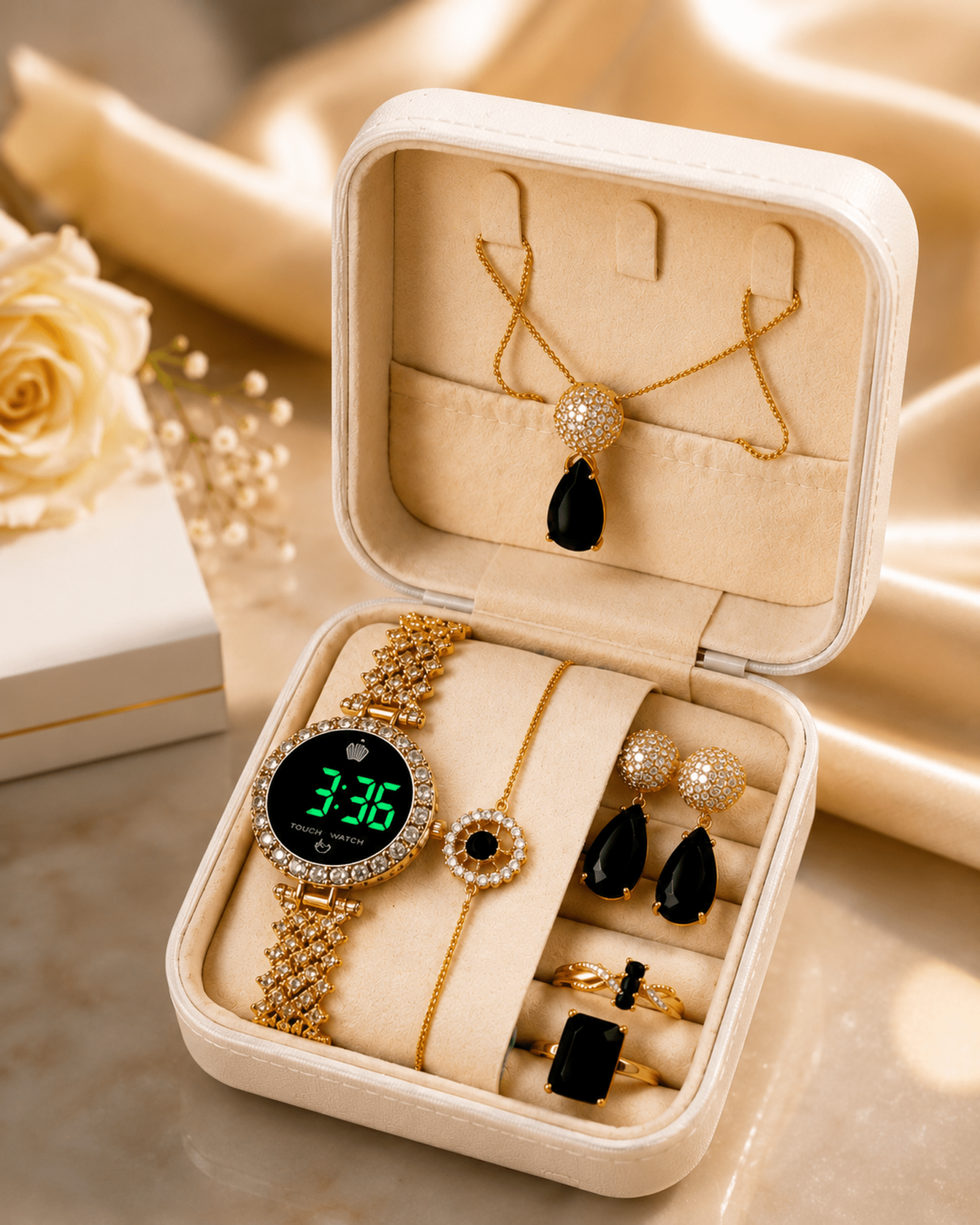 Luxury Women's Watch & Jewelry Gift Set with Premium Storage Box - zkrmart