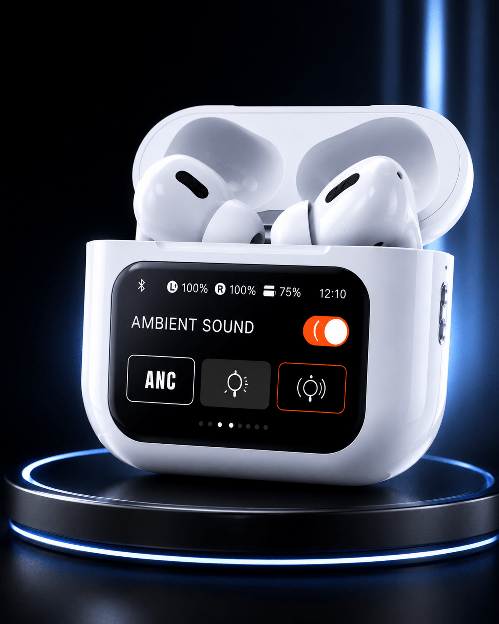 Smart Touch Screen Wireless Earbuds with ANC Noise Cancellation & LED Display Case - zkrmart