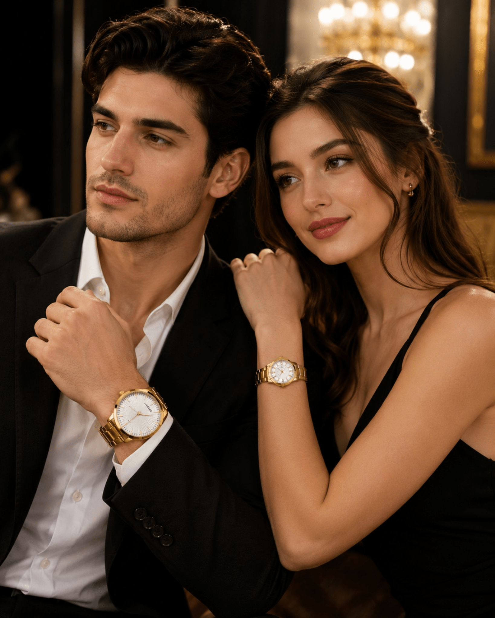 Curren Luxury Couple Watch Set with Elegant Gold Matching Design - zkrmart