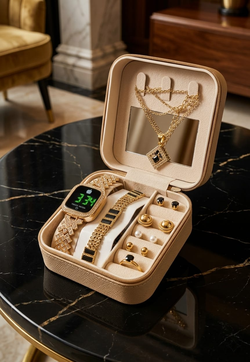 Luxury Travel Jewelry Box with Mirror