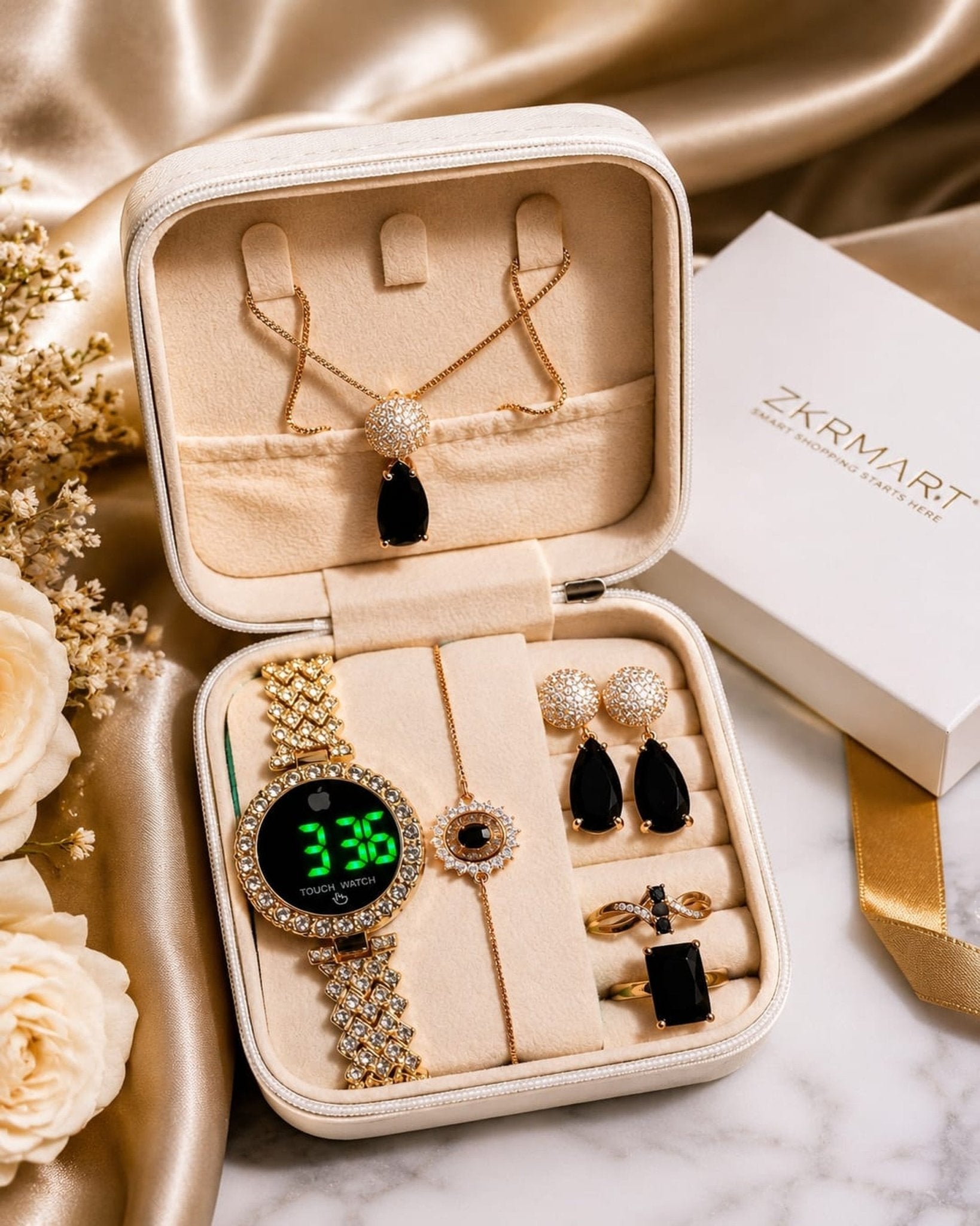 Luxury Women's Watch & Jewelry Gift Set with Premium Storage Box - zkrmart