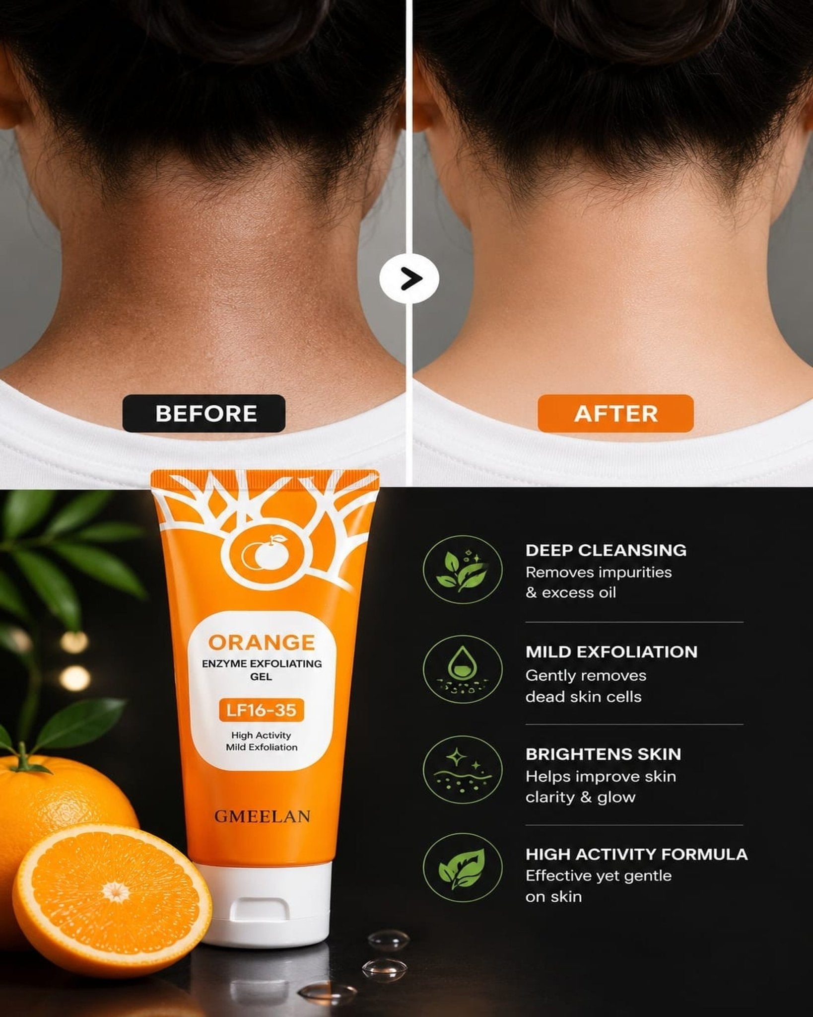 Orange Enzyme Exfoliating Gel – Deep Cleansing & Skin Brightening Face & Body Exfoliator | صرف 3 دن میں حیران کن فرق دیکھیں - zkrmart
