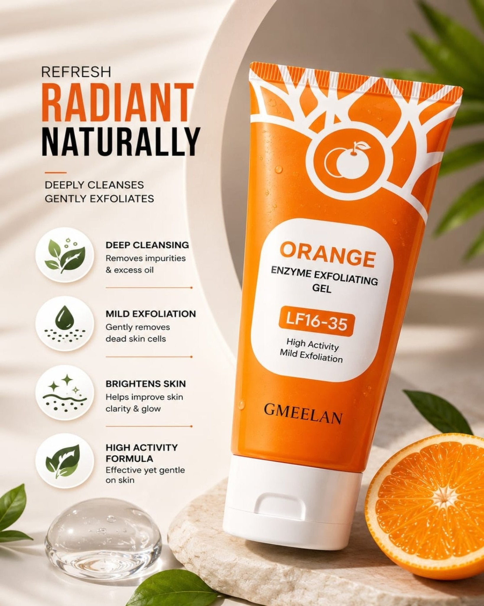 Orange Enzyme Exfoliating Gel – Deep Cleansing & Skin Brightening Face & Body Exfoliator | صرف 3 دن میں حیران کن فرق دیکھیں - zkrmart