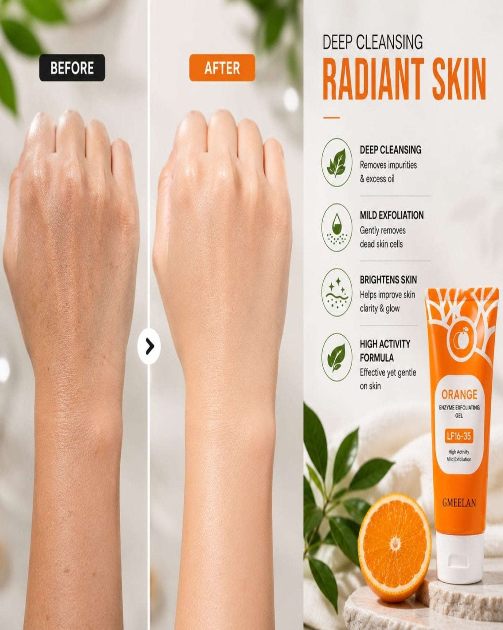Orange Enzyme Exfoliating Gel – Deep Cleansing & Skin Brightening Face & Body Exfoliator | صرف 3 دن میں حیران کن فرق دیکھیں - zkrmart
