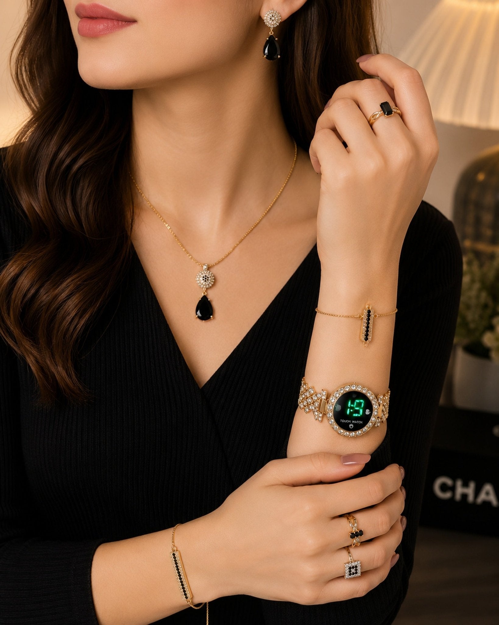 Women's Luxury 5-in-1 Watch & Jewelry Combo Set with Gift Box - zkrmart
